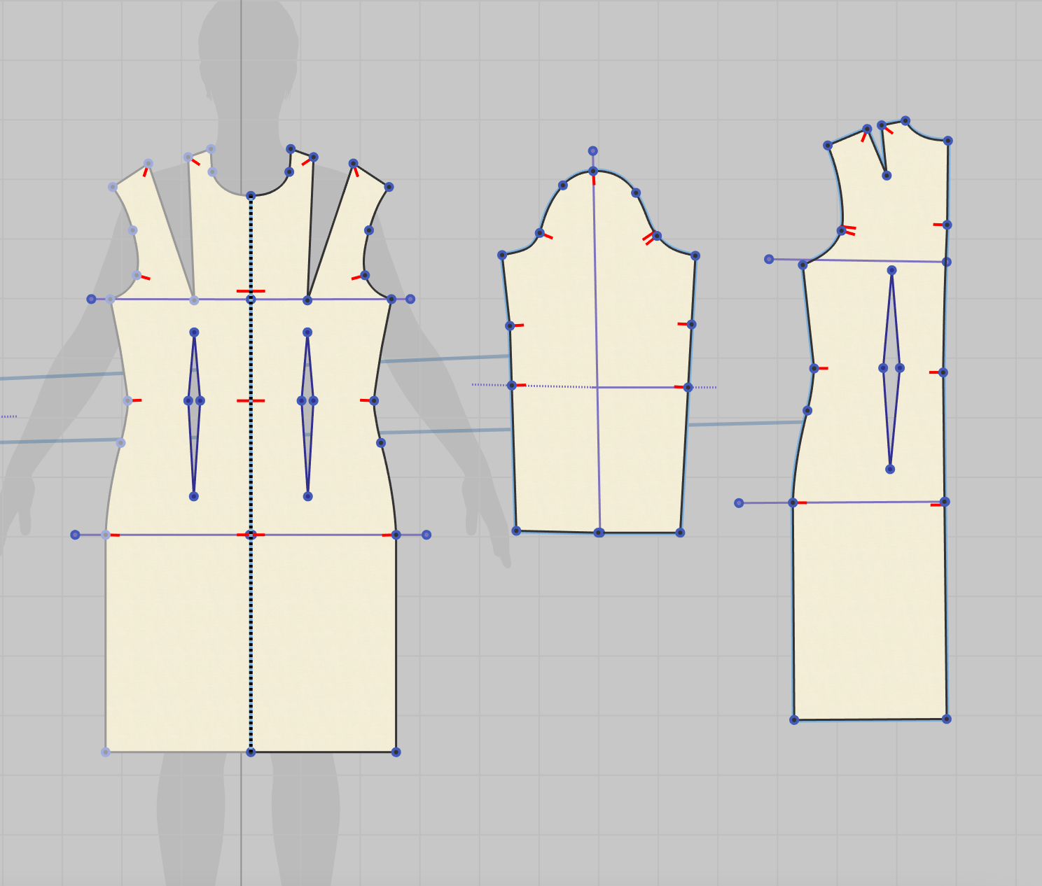 Digital basic block dress pattern CLO3d